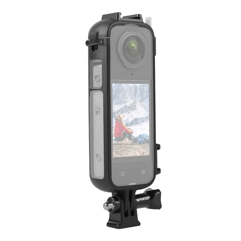 PULUZ PU979B For Insta360 X4 Action Camera Protective Frame PC Cold Shoe Mount Adapter