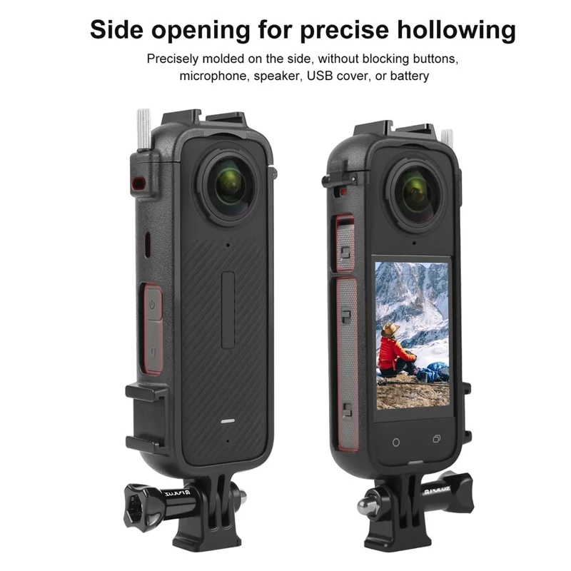 PULUZ PU979B For Insta360 X4 Action Camera Protective Frame PC Cold Shoe Mount Adapter