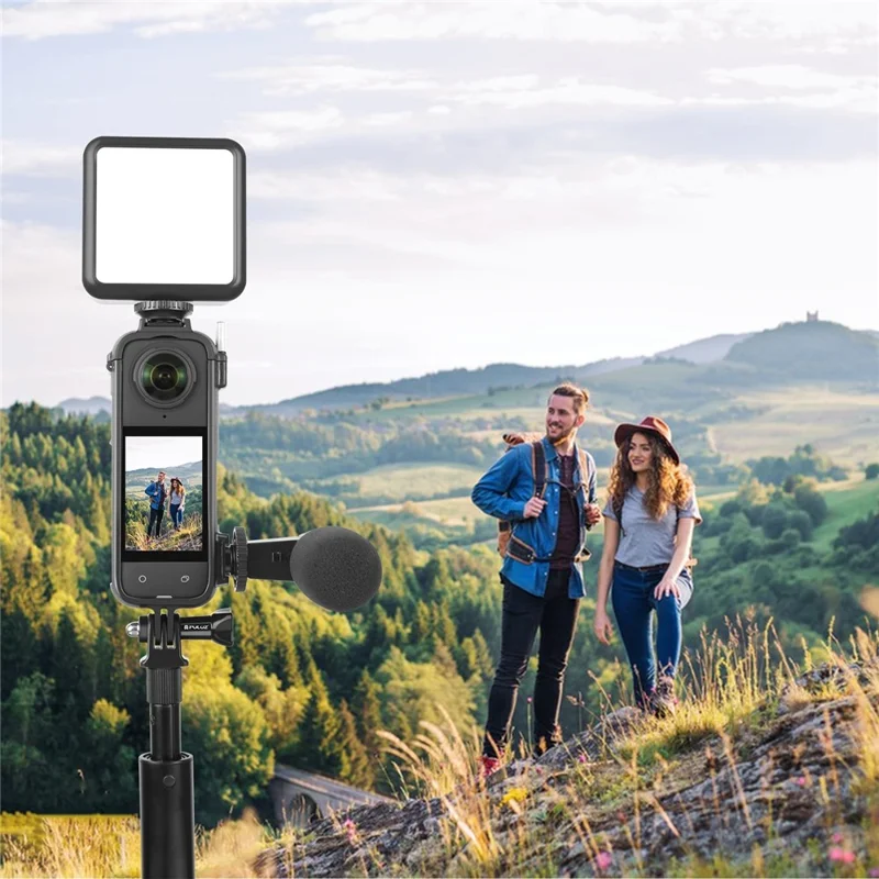 PULUZ PU979B For Insta360 X4 Action Camera Protective Frame PC Cold Shoe Mount Adapter