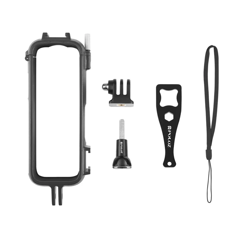 PULUZ PU979B For Insta360 X4 Action Camera Protective Frame PC Cold Shoe Mount Adapter