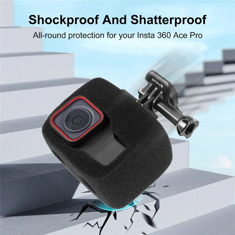 PULUZ PU986B For Insta360 Ace / Ace Pro Windslayer Cover Wind Muff High Density Foam Housing Frame Case