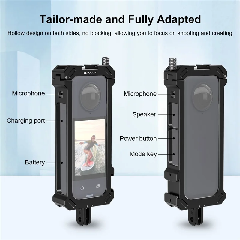 PULUZ PU941B For Insta360 X4 Action Camera Cage Aluminum Alloy Expansion Protective Frame