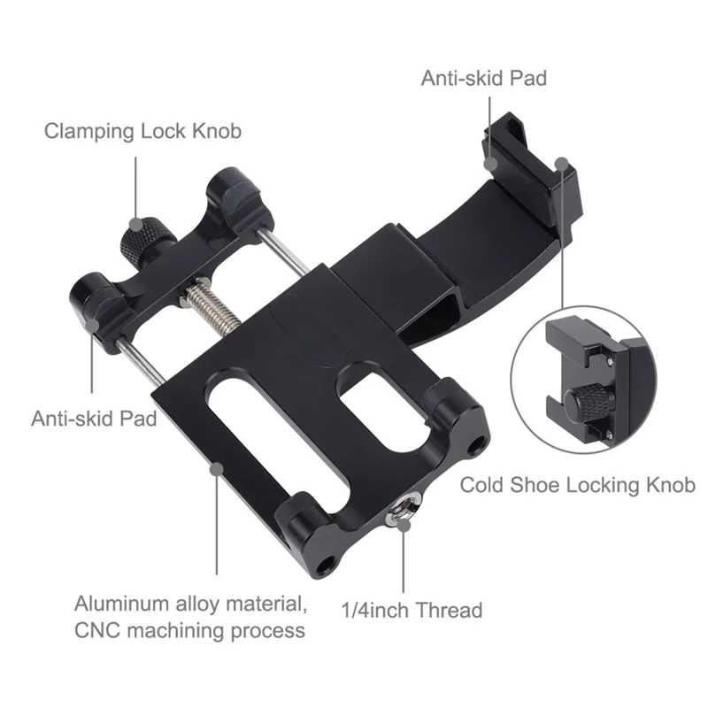 Support de Téléphone et Poignée en Alliage d'Aluminium PULUZ PU333 pour Caméra DJI Osmo Pocket / Pocket 2