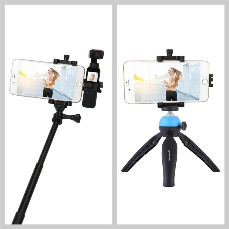 Support de Téléphone et Poignée en Alliage d'Aluminium PULUZ PU333 pour Caméra DJI Osmo Pocket / Pocket 2