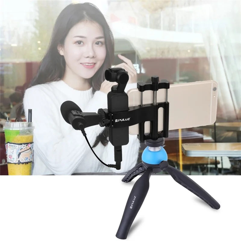 Support de Téléphone et Poignée en Alliage d'Aluminium PULUZ PU333 pour Caméra DJI Osmo Pocket / Pocket 2