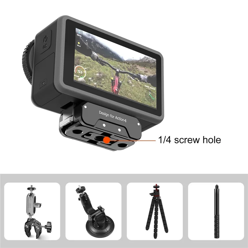 PULUZ PU995B Para DJI Osmo Action 4 / 3 Base de montaje de metal de liberación rápida magnética compatible con palo selfie / trípode