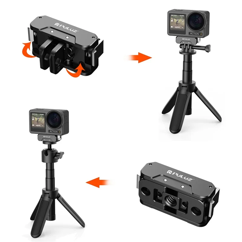 PULUZ PU995B Para DJI Osmo Action 4 / 3 Base de montaje de metal de liberación rápida magnética compatible con palo selfie / trípode