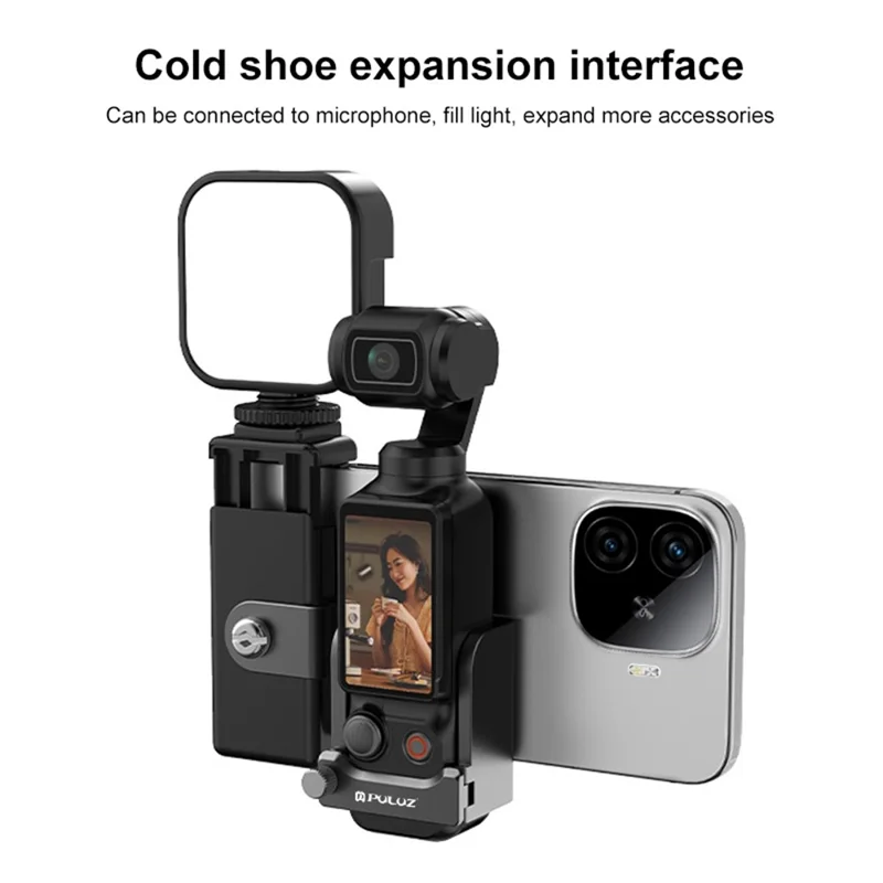 PULUZ PU725B Per DJI Osmo Pocket 3 Adattatore Supporto Telefonico per Fotocamera d'Azione Compatibile con Treppiede