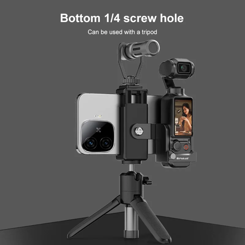 PULUZ PU725B Per DJI Osmo Pocket 3 Adattatore Supporto Telefonico per Fotocamera d'Azione Compatibile con Treppiede