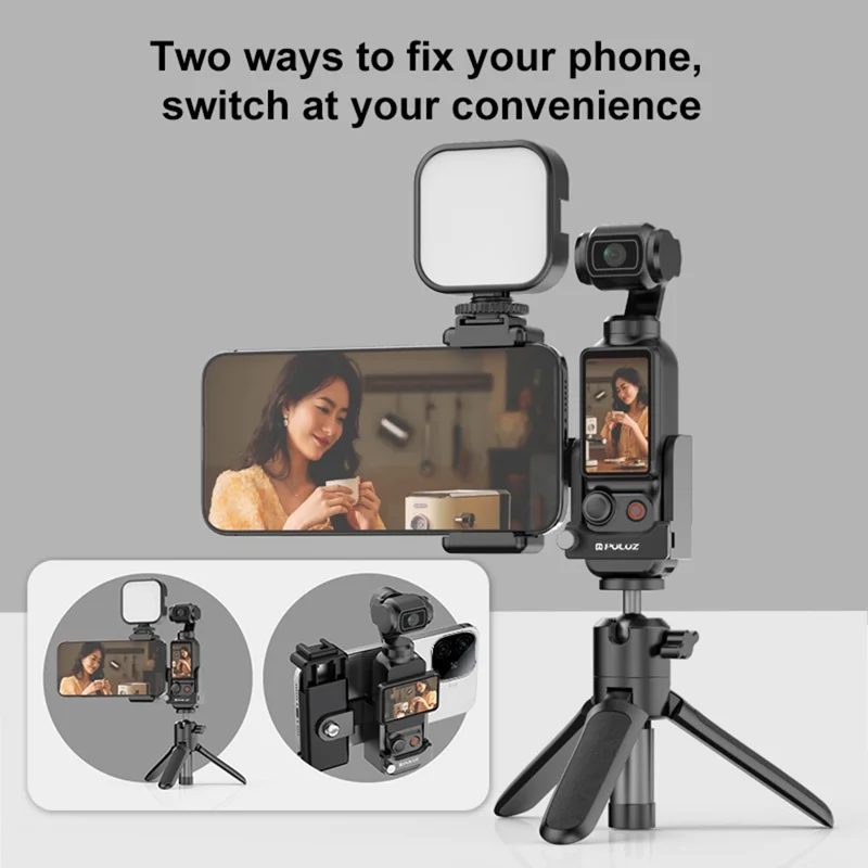 PULUZ PU725B Per DJI Osmo Pocket 3 Adattatore Supporto Telefonico per Fotocamera d'Azione Compatibile con Treppiede