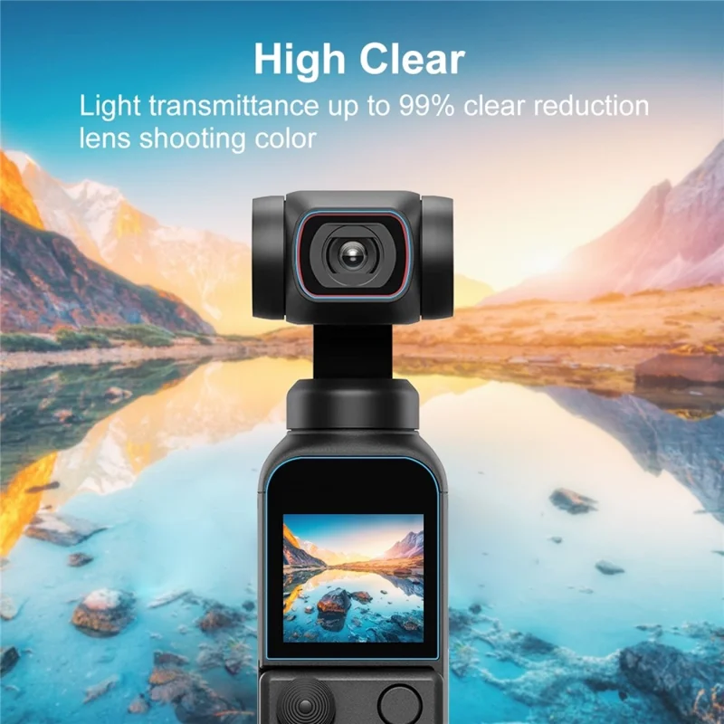 PULUZ PU530 Набор из 2 шт. Защитное стекло 9H 2.5D HD для объектива и экрана DJI Pocket 2