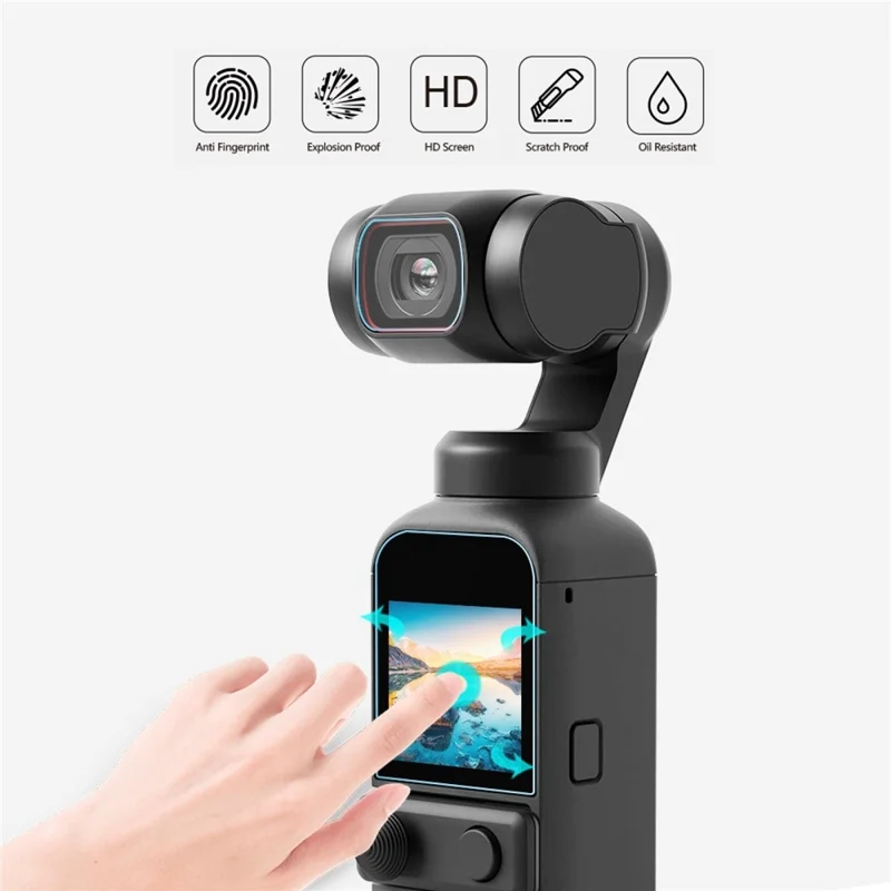 PULUZ PU530 Набор из 2 шт. Защитное стекло 9H 2.5D HD для объектива и экрана DJI Pocket 2