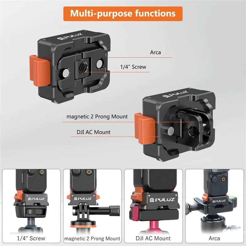 PULUZ PU735B For DJI Osmo Pocket 3 Quick Release Mount Adapter Action Camera Accessories