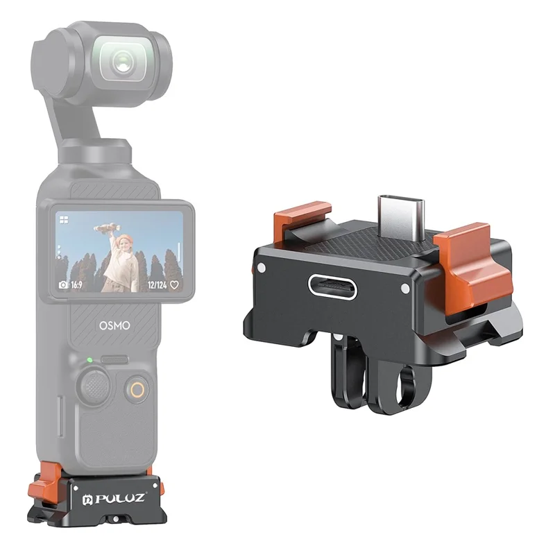 PULUZ PU734B Base de Carregamento Tipo C com Adaptador de Montagem de Liberação Rápida para DJI Osmo Pocket 3 - Acessórios para Câmera