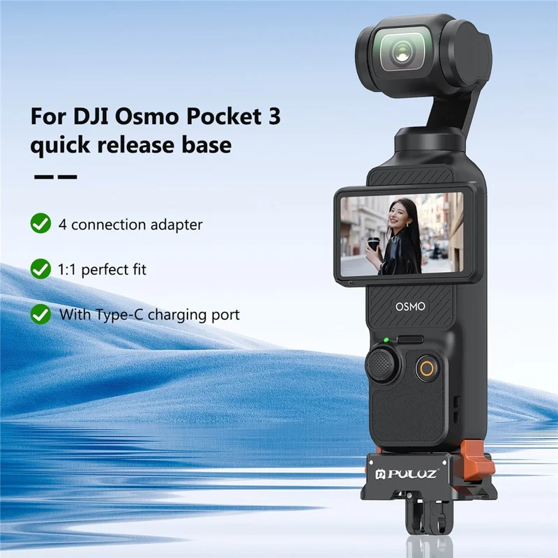 PULUZ PU734B Base de Carregamento Tipo C com Adaptador de Montagem de Liberação Rápida para DJI Osmo Pocket 3 - Acessórios para Câmera