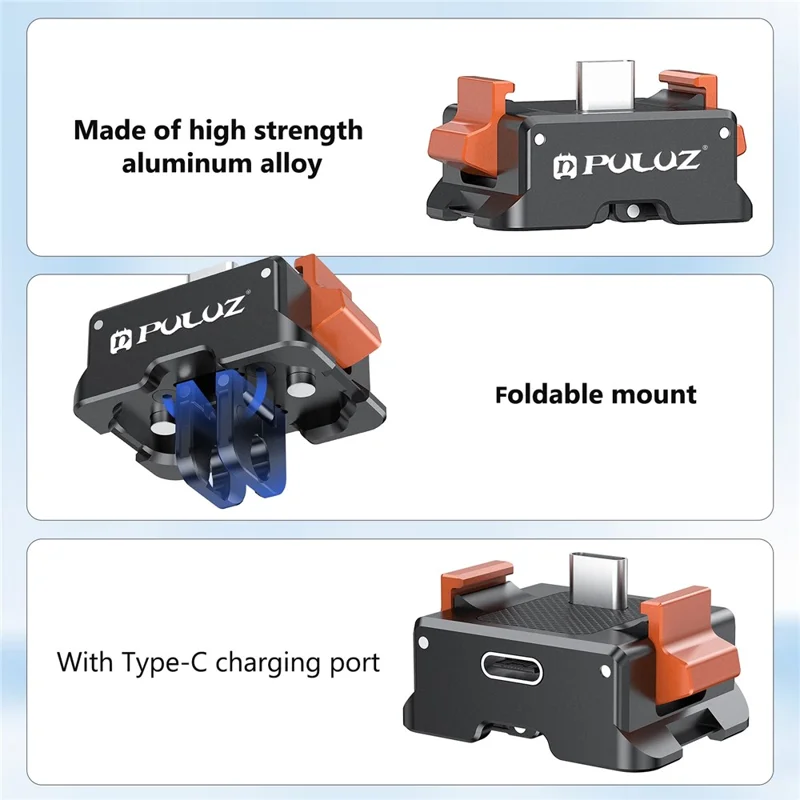 PULUZ PU734B Base de Carregamento Tipo C com Adaptador de Montagem de Liberação Rápida para DJI Osmo Pocket 3 - Acessórios para Câmera