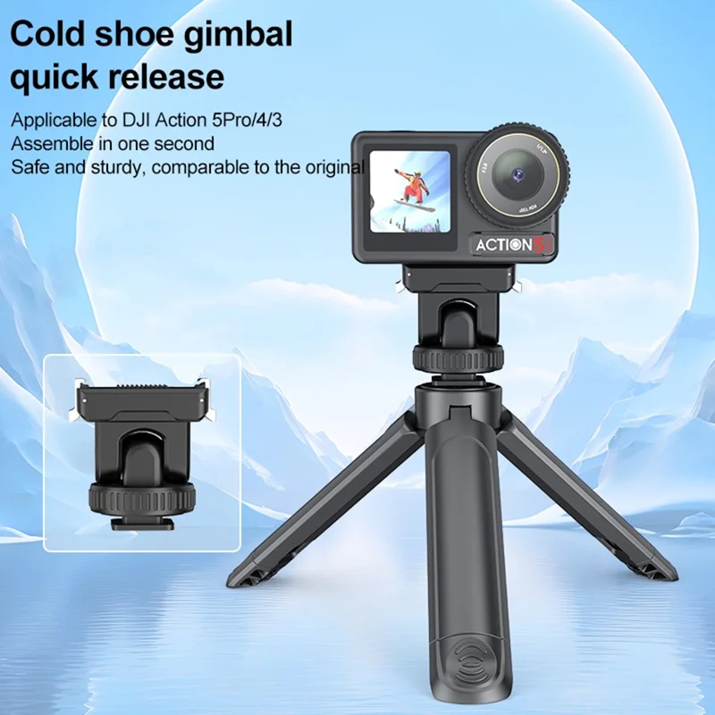PULUZ PU727B Per DJI Osmo Action 5 Pro / 4 / 3 Base di montaggio a slitta fredda Rilascio rapido Regolazione dell'inclinazione a 75 gradi