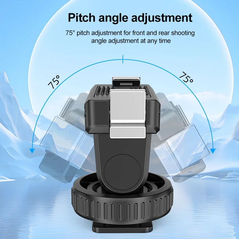 PULUZ PU727B Per DJI Osmo Action 5 Pro / 4 / 3 Base di montaggio a slitta fredda Rilascio rapido Regolazione dell'inclinazione a 75 gradi