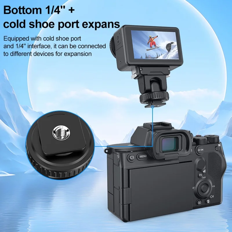 PULUZ PU727B Per DJI Osmo Action 5 Pro / 4 / 3 Base di montaggio a slitta fredda Rilascio rapido Regolazione dell'inclinazione a 75 gradi