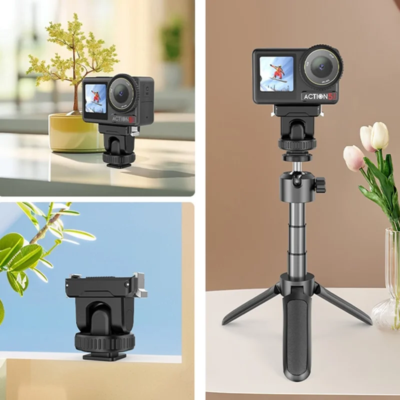 PULUZ PU727B Per DJI Osmo Action 5 Pro / 4 / 3 Base di montaggio a slitta fredda Rilascio rapido Regolazione dell'inclinazione a 75 gradi