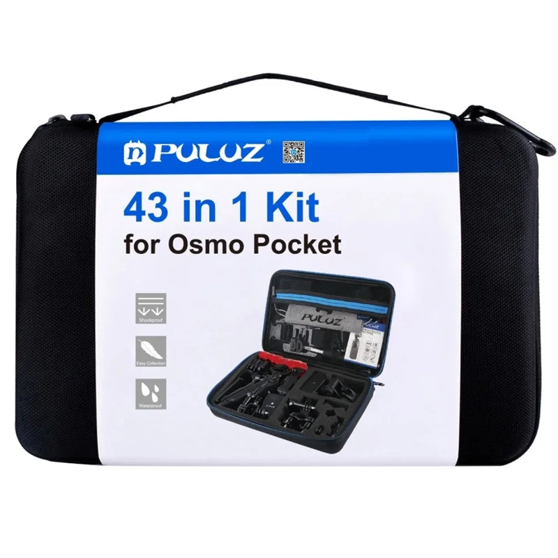 PULUZ PKT47 43 in 1 For DJI Osmo Pocket Phone Clip Selfie Stick Extension Bracket Chest Strap Camera Accessory Kit with Large Case