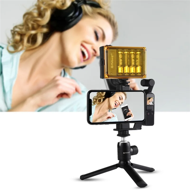 PULUZ PU383 Supporto di Fissaggio Metallico con Staffa di Espansione per Montaggio a Slitta Fredda e Supporto Telefono per DJI Osmo Pocket