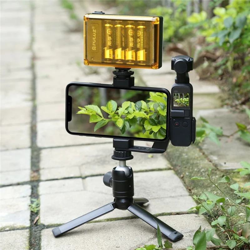 PULUZ PU383 Supporto di Fissaggio Metallico con Staffa di Espansione per Montaggio a Slitta Fredda e Supporto Telefono per DJI Osmo Pocket