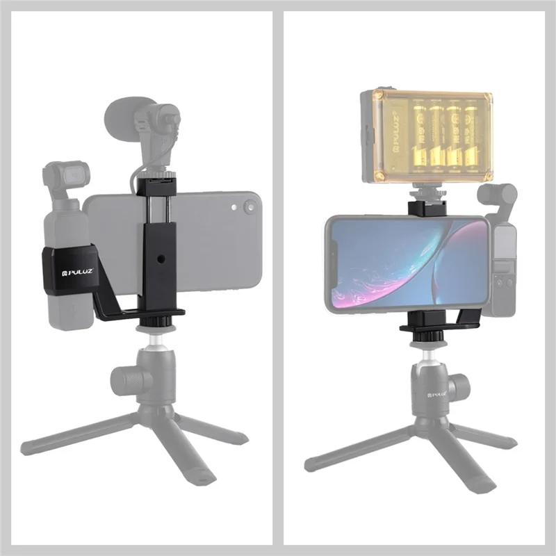PULUZ PU383 Supporto di Fissaggio Metallico con Staffa di Espansione per Montaggio a Slitta Fredda e Supporto Telefono per DJI Osmo Pocket