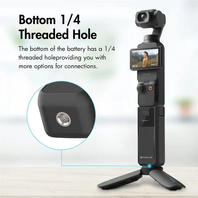 PULUZ PU957B Empuñadura Extensible con Batería de 2800mAh y Puerto USB-C para DJI Osmo Pocket 3