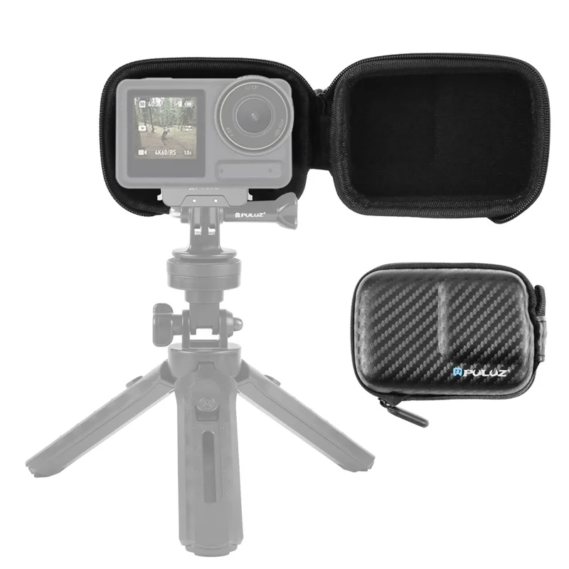 PULUZ PU946B For DJI Osmo Action 4  /  3 Mini Body Case Carbon Fiber Texture PU + EVA Portable Storage Bag