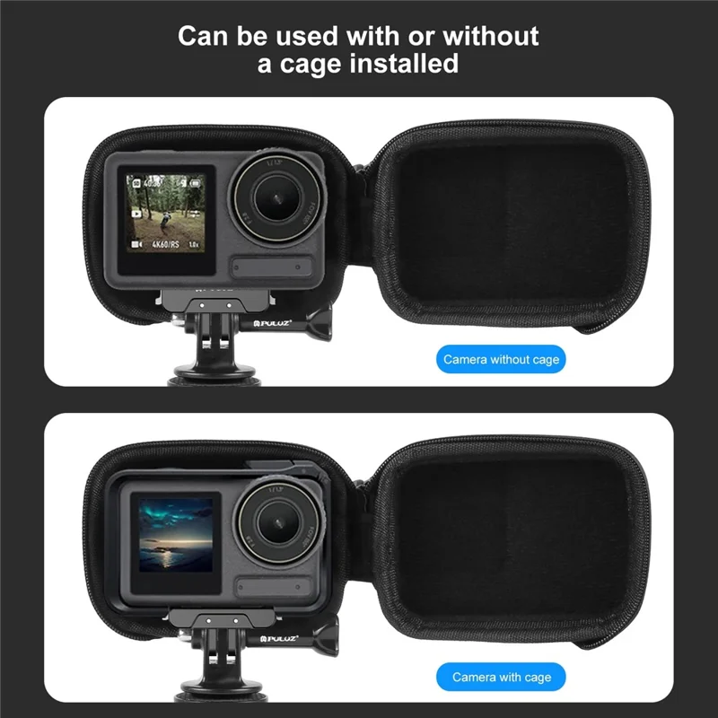 PULUZ PU946B For DJI Osmo Action 4  /  3 Mini Body Case Carbon Fiber Texture PU + EVA Portable Storage Bag