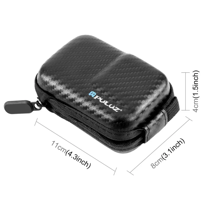 PULUZ PU946B For DJI Osmo Action 4  /  3 Mini Body Case Carbon Fiber Texture PU + EVA Portable Storage Bag
