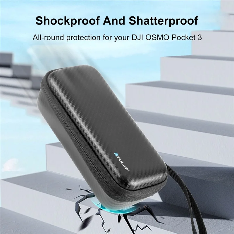 PULUZ PU945B Para DJI Osmo Pocket 3 Bolsa de Transporte em EVA de Fibra de Carbono à Prova de Choque Portátil