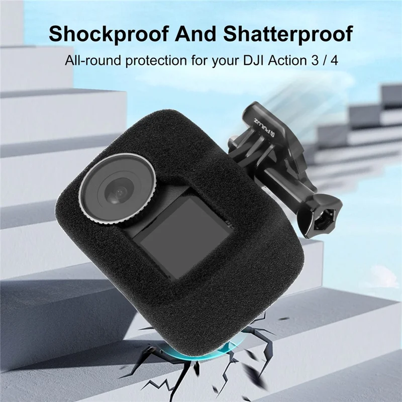 PULUZ PU987B Für DJI Osmo Action 4 / 3 Hochdichter Schaumstoff Windgeräusch-Reduzierungs- und Kratzfeste Abdeckung