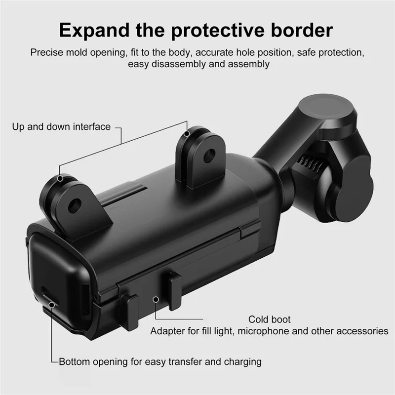 PULUZ PU722B для DJI Osmo Pocket 3 Удлинительный адаптер Защитная рамка Расширенная ручка Холодный башмак Кронштейн крепления