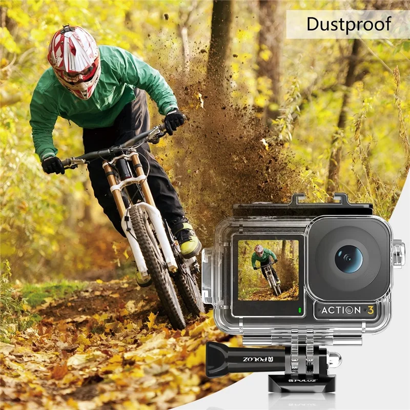 PULUZ PU808 For DJI Osmo Action 3 Case 40M Waterproof Cover with Cold Shoe Mount  /  Bracket