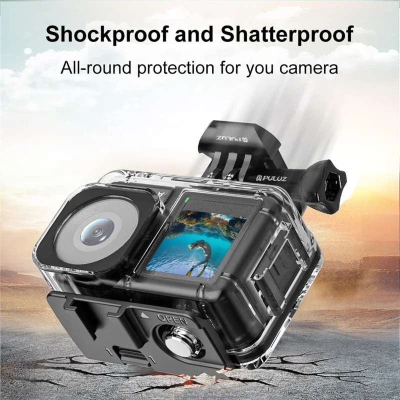 PULUZ PU808 For DJI Osmo Action 3 Case 40M Waterproof Cover with Cold Shoe Mount  /  Bracket