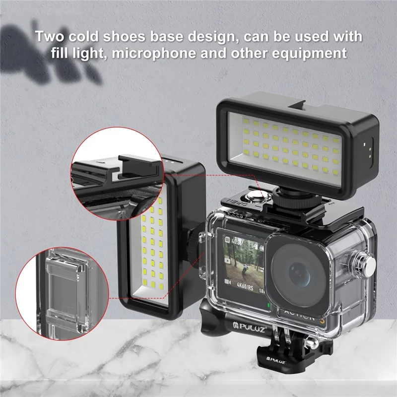 PULUZ PU808 For DJI Osmo Action 3 Case 40M Waterproof Cover with Cold Shoe Mount  /  Bracket