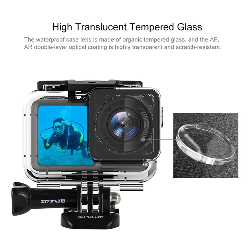 PULUZ PU398 Wasserdichtes Gehäuse mit Basis und Langschraube für DJI Osmo Action - 61M Unterwasserschutz