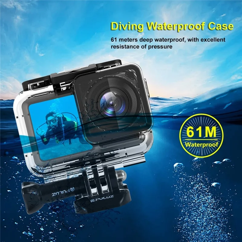 PULUZ PU398 Wasserdichtes Gehäuse mit Basis und Langschraube für DJI Osmo Action - 61M Unterwasserschutz