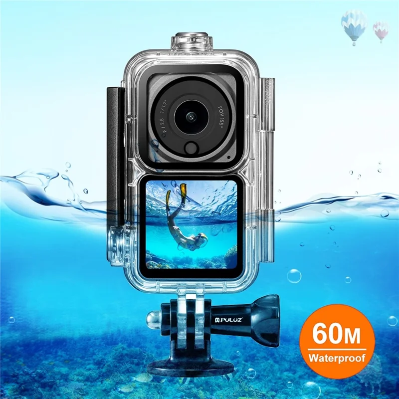PULUZ PU577T Wasserdichtes Tauchgehäuse für DJI Action 2, 60M Unterwasser-Schutzgehäuse