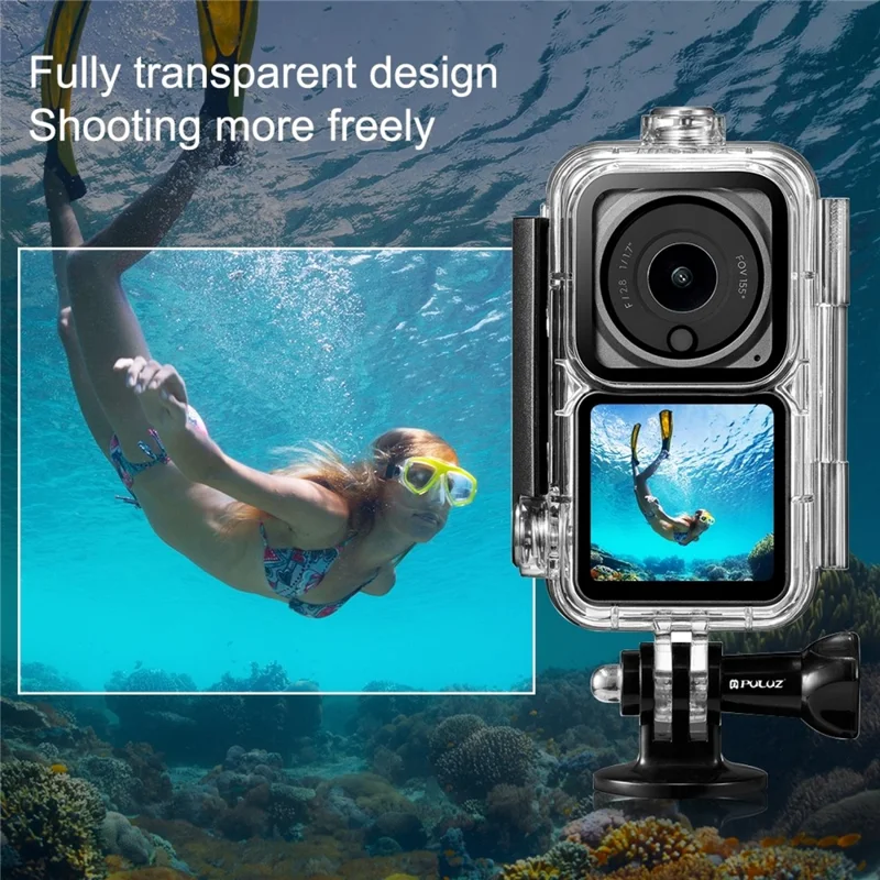 PULUZ PU577T Wasserdichtes Tauchgehäuse für DJI Action 2, 60M Unterwasser-Schutzgehäuse
