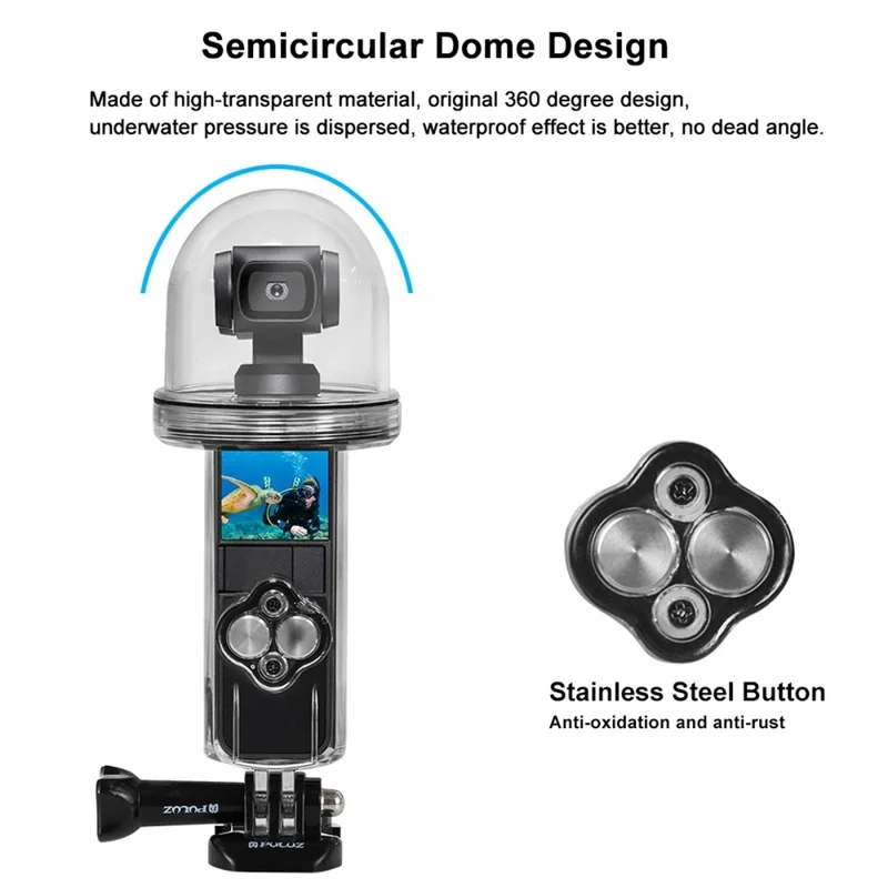 PULUZ PU355 Custodia Impermeabile per DJI Osmo Pocket, Protezione Subacquea fino a 60 Metri, Scudo per Immersioni
