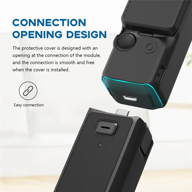 PULUZ PU998 Per DJI Osmo Pocket 3 Gimbal Fotocamera Custodia in silicone + Coperchio dello schermo con cordino - Nero