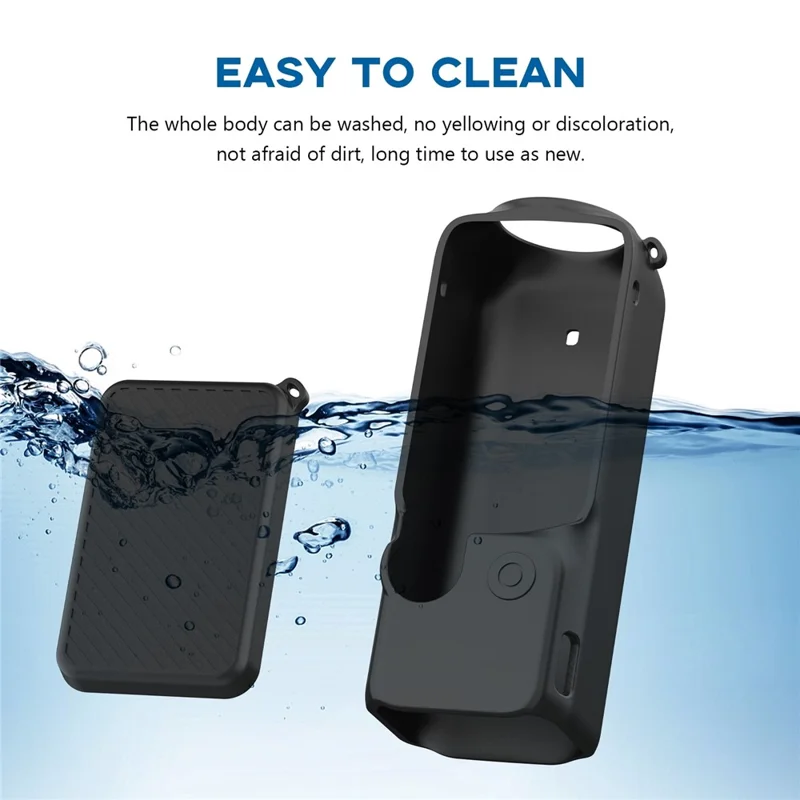 PULUZ PU998 Per DJI Osmo Pocket 3 Gimbal Fotocamera Custodia in silicone + Coperchio dello schermo con cordino - Nero