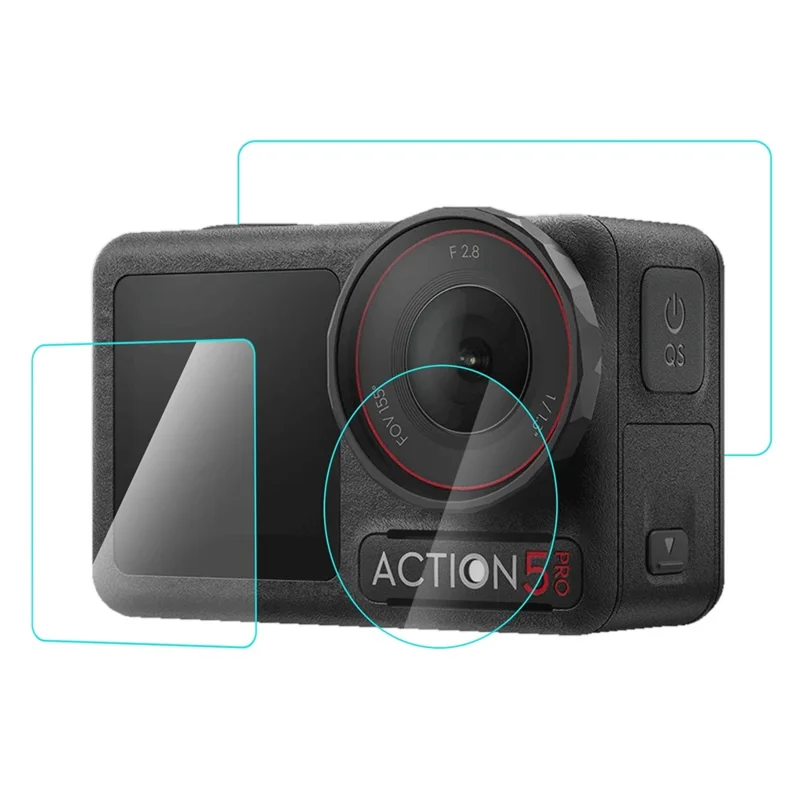 PULUZ PU958T For DJI Osmo Action 5 Pro Screen Protector Set with Lens / Front / Rear Tempered Glass Film Anti Explosion