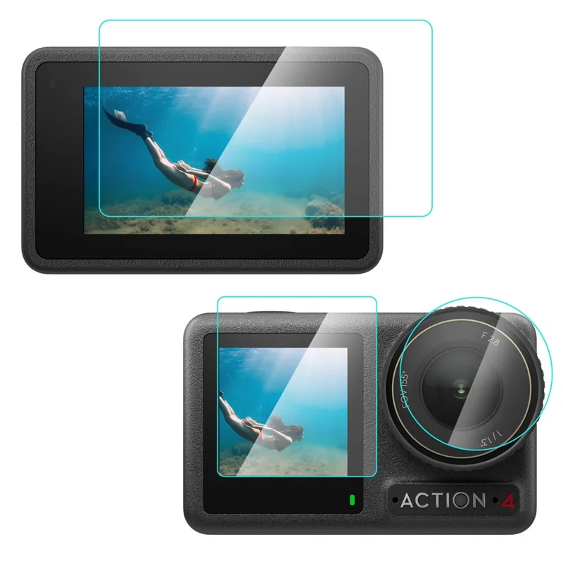 PULUZ PU953T For DJI Osmo Action 4 Screen Protector Set with Lens / Front / Rear Screen Tempered Glass Film