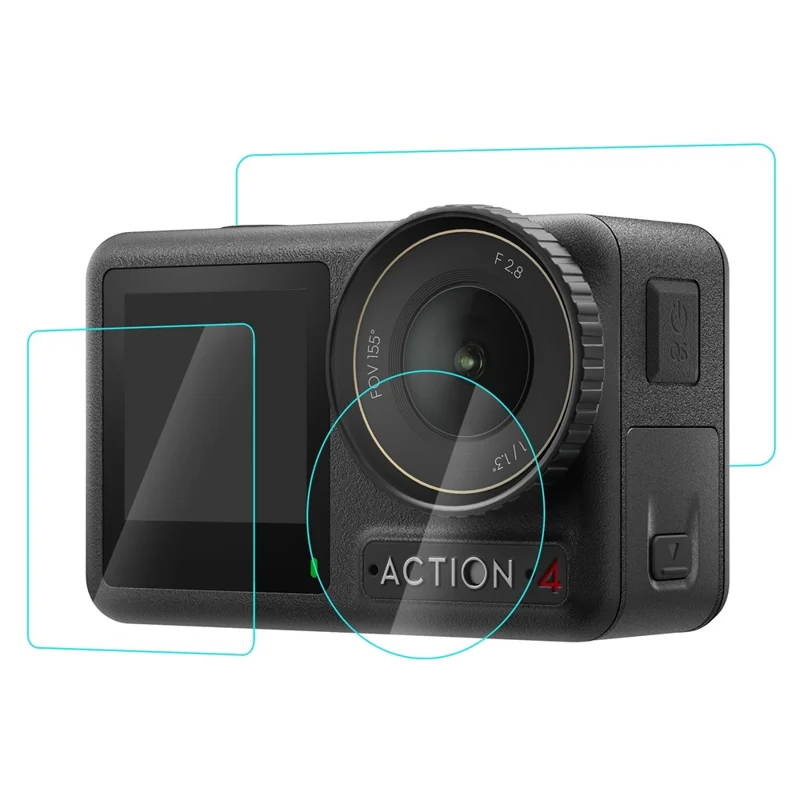 PULUZ PU953T For DJI Osmo Action 4 Screen Protector Set with Lens / Front / Rear Screen Tempered Glass Film
