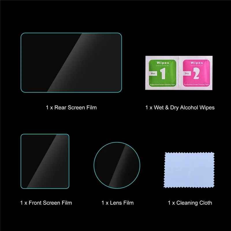 PULUZ PU953T For DJI Osmo Action 4 Screen Protector Set with Lens / Front / Rear Screen Tempered Glass Film