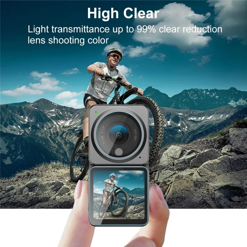 PULUZ PU538 Защитное стекло для экрана DJI Action 2: комплект из 2 защитных пленок для экрана + 1 защитная пленка для объектива, закаленное стекло с антивзрывной защитой